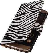 Zebra Bookstyle Wallet Case Hoesje Geschikt voor Huawei G8 Wit
