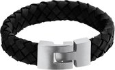 Vigor Armband Leer 15 mm 21,5 cm - Staal