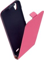 LELYCASE Roze Lederen Flip Case Cover Hoesje Huawei Ascend G630