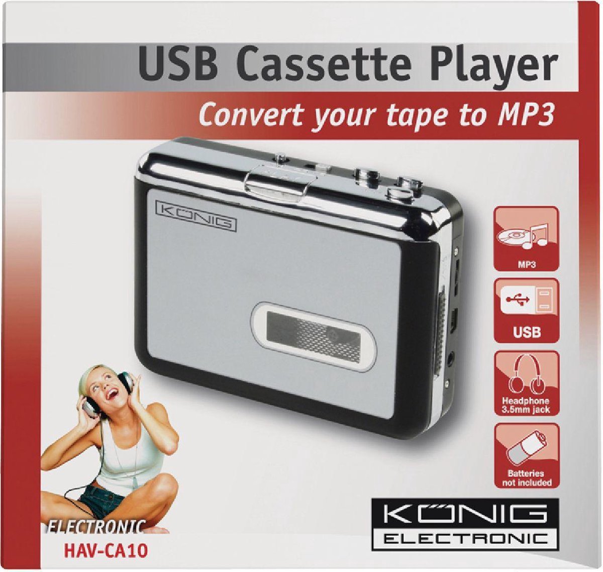König - HAV-CA10 - Convertisseur Cassette / MP3 - Argent