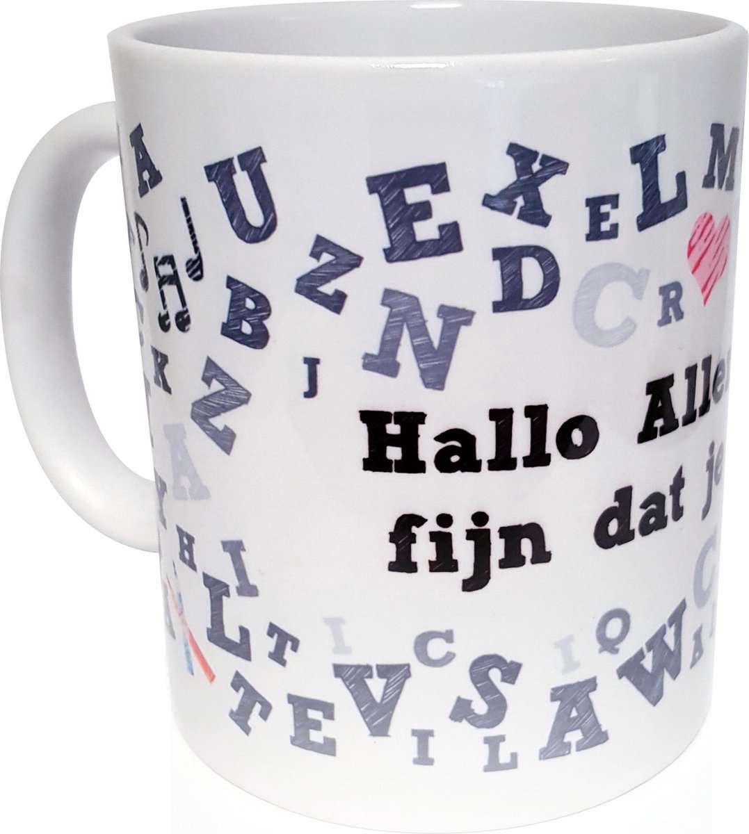 Mok " Hallo allemaal wat fijn dat je er bent " beker - De luizenmoeder - Juf Ank
