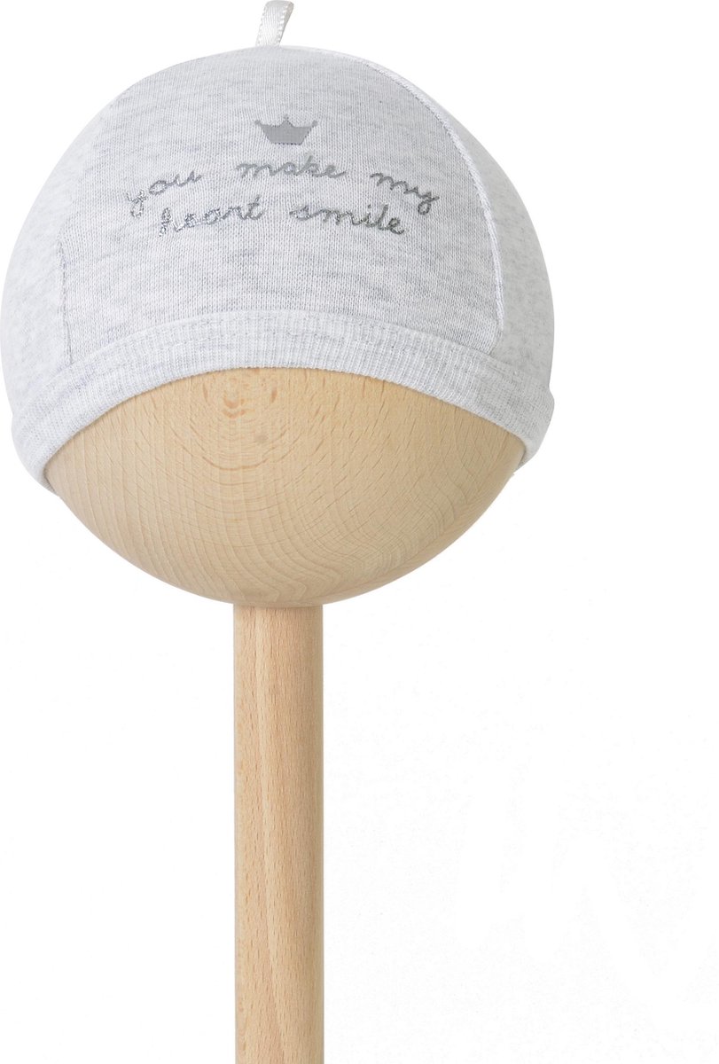 BAMBAM Babymutsje "you make my heart smile" - Grijs - Baby cadeau
