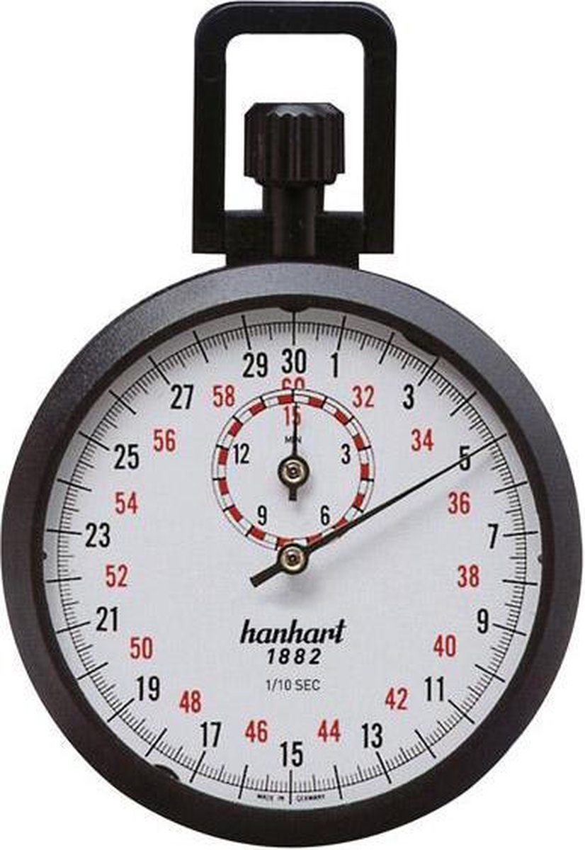 Hanhart Mechanische Industrie Stopwatch 111.0417-00 - Kroonstopper in ABS case 1/10 sec - Hanhart