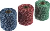 5x Katoentouw, klos van 100gr, ongeveer 100 meter, geassorteerde kleuren, pak a 5 stuks