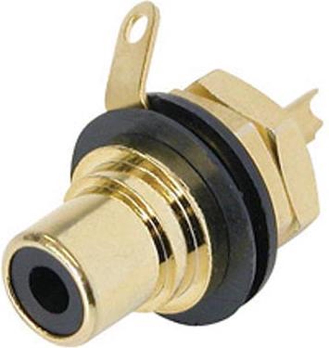 REAN - PHONO CHASSISDEEL (RCA) - VERGULDE CONTACTEN - ZWART (NYS367-0)