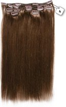 Clip in Extensions, 100% Human Hair Straight, 22 inch, kleur #4 Chocolate Brown
