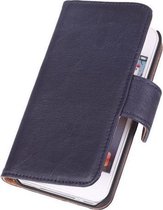 Polar Echt Lederen Navy Blue Apple iPod Touch 4 Bookstyle Wallet Hoesje