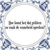 Tegeltje met Spreuk (Tegeltjeswijsheid): Hoe komt het dat gekken zo vaak de waarheid spreken? + Kado verpakking & Plakhanger