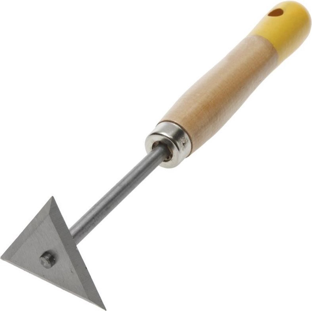 ANZA verfkrabber/krabstaal - lange houten steel - driehoek 80mm - 1001002 - Anza