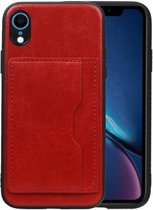 Rood Staand Back Cover 1 Pasjes voor iPhone XR