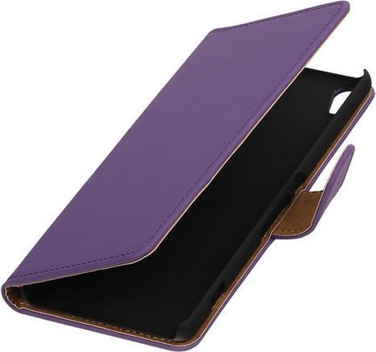 Paars Effen booktype wallet cover hoesje voor Samsung Galaxy Young S6310