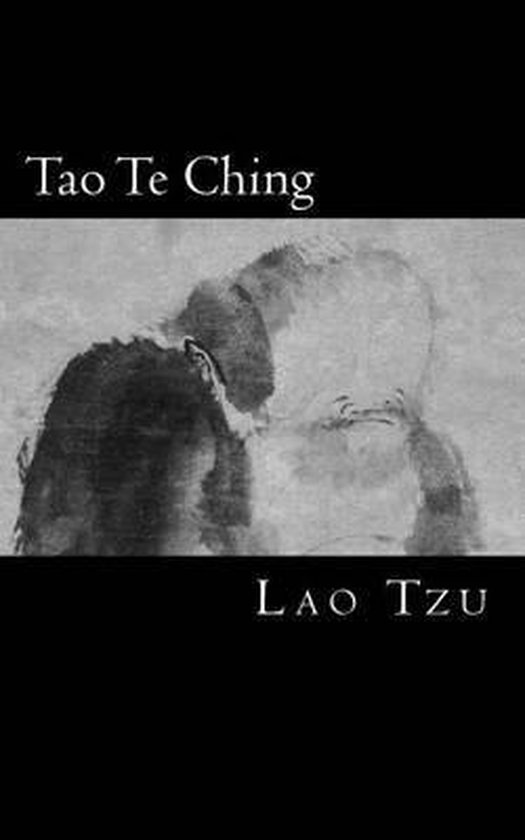 Cover van 'Tao Te Ching' van Lao Tzu met een artistieke, abstracte afbeelding van twee hoofden, in zwart en grijs.