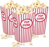 Relaxdays 144 x popcornzakjes - Amerikaans design - popcorn bakjes - rood wit gestreept