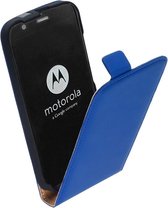 LELYCASE Lederen Flip Case Cover Hoesje Motorola Moto G Blauw