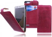 Devills  Huawei Ascend G6 Lederen Flip Case Hoesje Pink