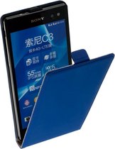 Lelycase Lederen Flip Case Cover Hoesje Sony Xperia C3 Blauw