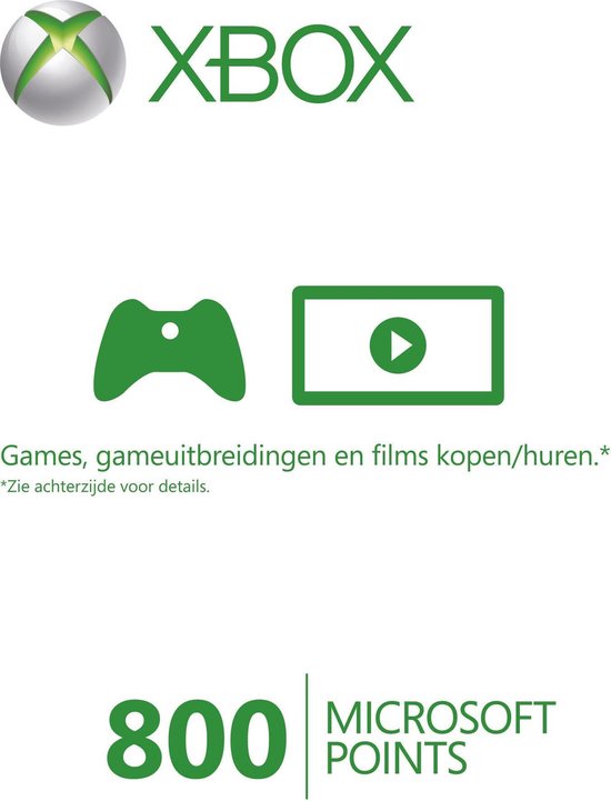 Microsoft Xbox Live 800 Microsoft Punten Xbox 360