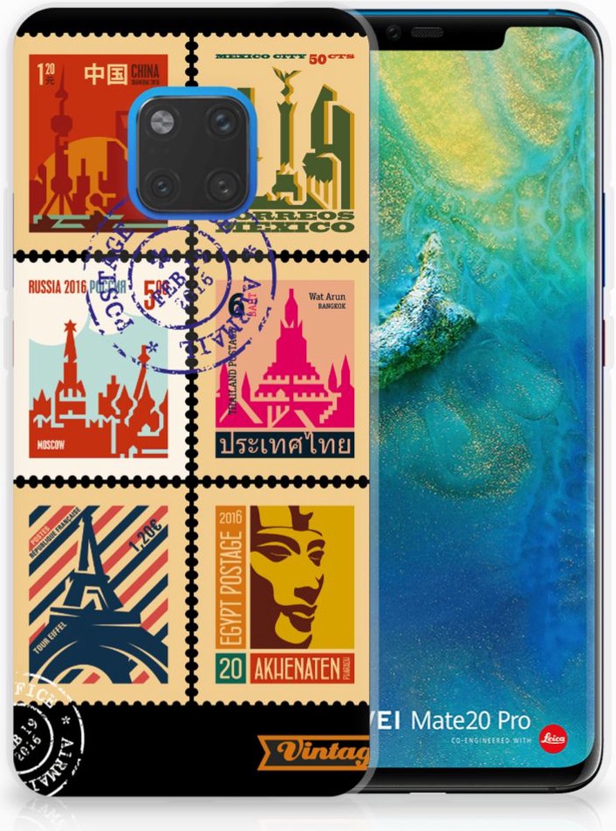Huawei Mate 20 Pro Siliconen Back Cover Postzegels