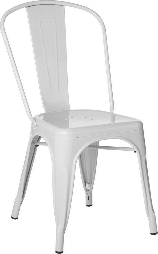 Mondwater Eigenlijk kiem Industriële Stalen cafe stoel Tolix design wit | bol.com