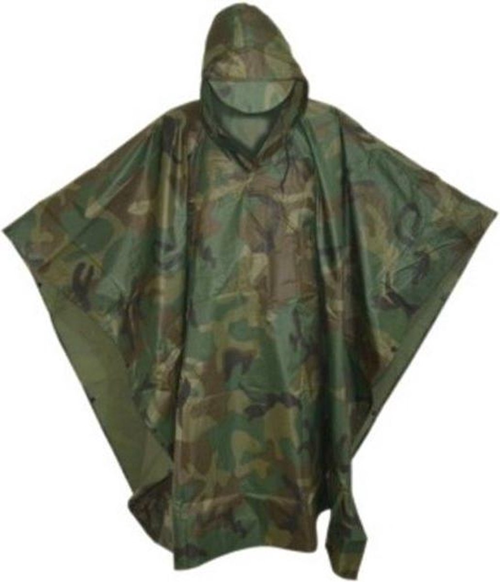 Poncho - Regenponcho - Camouflage - Legerprint - Herbruikbaar - Hoogwaardige Kwaliteit - Merkloos
