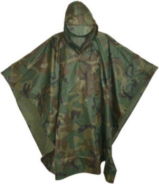 Poncho - Regenponcho - Camouflage - Legerprint - Herbruikbaar - Hoogwaardige Kwaliteit