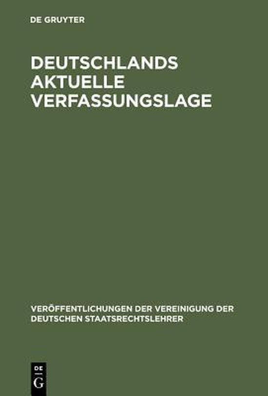 Veröffentlichungen Der Vereinigung Der Deutschen Staatsrech ... - cover