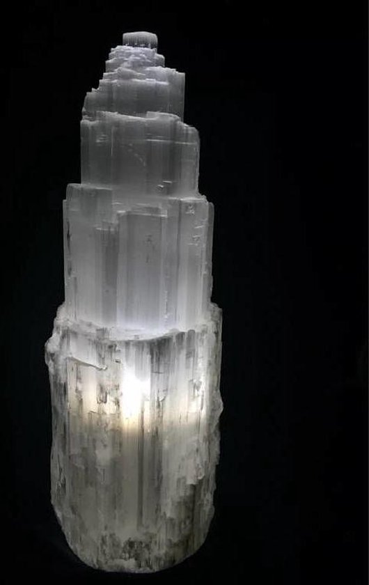 Voorlopige naam bubbel in het geheim Seleniet lamp toren 42 cm | bol.com