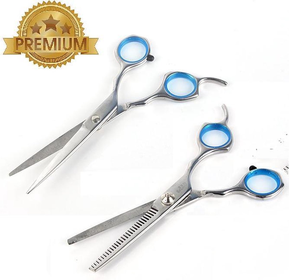 Premium Ergonomische Kappersschaar & Uitdunschaar Set- RVS - 16 CM Effileerschaar / Coupeschaar & Kapperschaar / Knipschaar