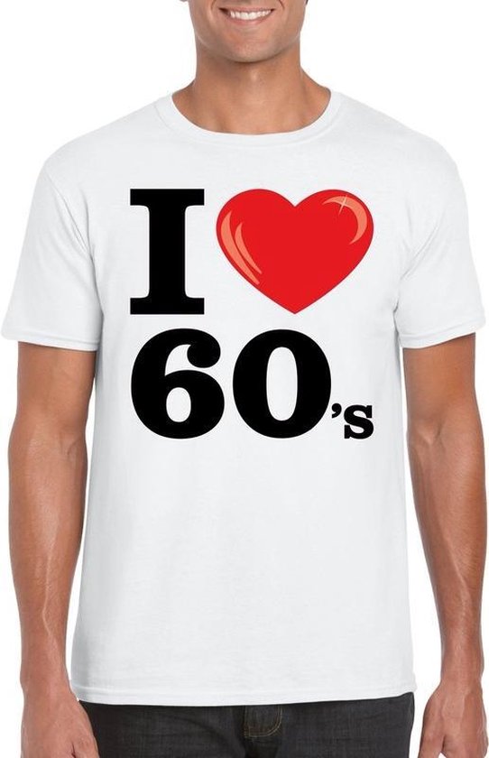 I love 60's t-shirt wit heren - sixties kleding bol.com