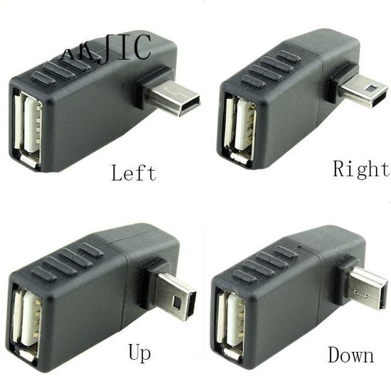 Mini USB Male naar USB Female Haakse (Links) Adapter - 1 Stuk | bol.com