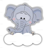 geboortebord olifantje op wolk 60 cm