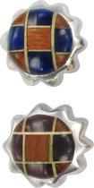 Decoratieve aluminium / houten meubelknoppen, 2 stuks, bloem, aubergine / blauw