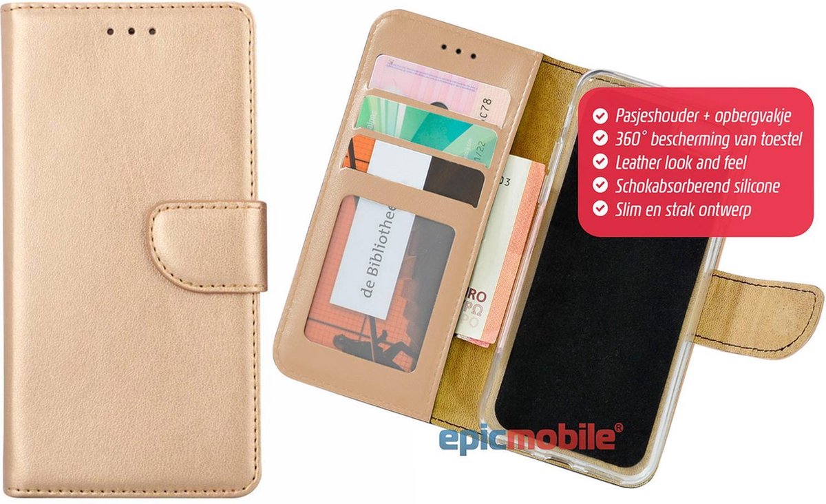 Epicmobile - Huawei P Smart Z Boek hoesje met pasjeshouder - portemonnee hoesje - Goud
