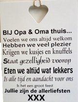 Tekstbord bij opa en oma thuis wit