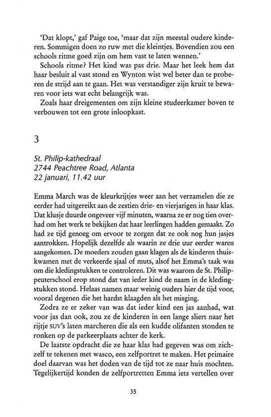 Boekpagina met tekst over een kleurritjes en een familiedrama, de tekst in het Nederlands.
