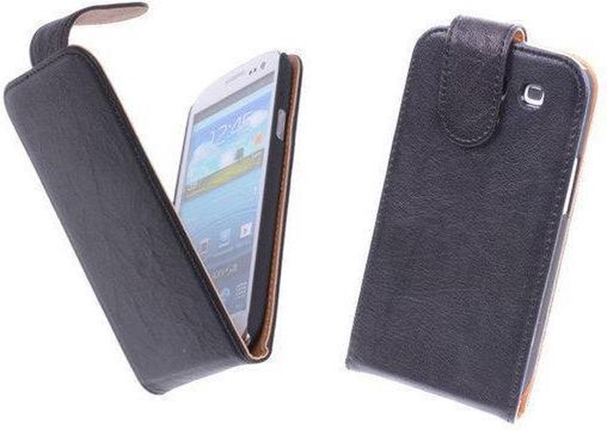 BestCases Nevy Zwart Kreukelleer Flipcase Hoesje Samsung Galaxy S3
