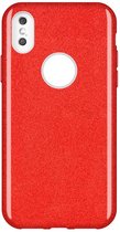 HB Hoesje Geschikt voor Apple iPhone XR - Glitter Back Cover - Rood