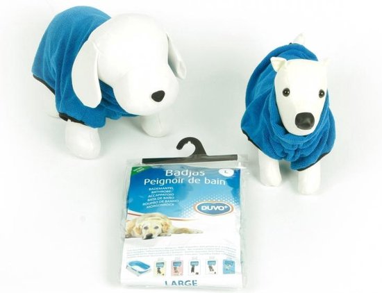 Duvo+ Honden badjas - Dierenkleding - Blauw - 58 cm
