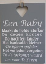 Tekstbord een baby grijs