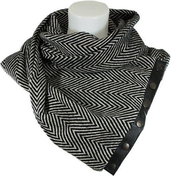 Sjaal met zwarte streepjes, verstelbaar met drukkers | bol.com