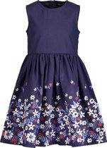Blue Seven - Jurk - Donkerblauwe jurk met bloemrand - Maat 128