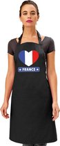 Franse vlag in hart keukenschort/ barbecueschort zwart heren en dames - I love Frankrijk schort