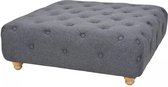 Poef salontafel - stof grijs vierkant donkergrijs voetsteun 80x80x30cm