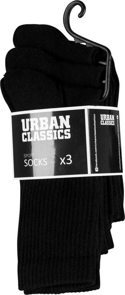 Urban Classics Sport Socks 3-Pack Heren Sokken Zwart