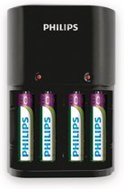 Batterijlader 1/4 x AA/AAA, 170/80 Ma, 220/240V, Incl 4 Philips Batterijen AAA 800 mAh