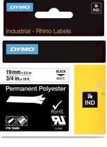 DYMO Rhino industriële labels | Permanent Polyester | 19 mm x 3,5 m | zwarte afdruk op wit | zelfklevende labels voor Rhino & LabelManager labelprinters
