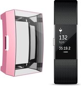 KELERINO. Full cover hoesje geschikt voor Fitbit Charge 2 - Siliconen - Roze