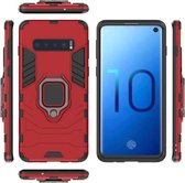KELERINO. Hybride Hoesje voor Samsung S10 Plus - Met Kickstand & Ring - Rugged - Rood