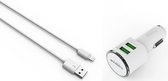 Xssive Duo Dual USB Autolader voor iPad Mini, iPad Mini 2, iPad Mini 3, iPad Mini 4 met Lightning Kabel 3400mA met 2 poorten