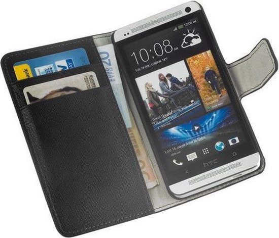 LELYCASE Bookcase Flip Cover Wallet Hoesje HTC One Mini M4 Zwart
